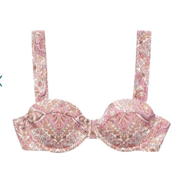 New! FRESHWATER Underwire Bikini Top Sz S Paisley Wide Straps Removable Pads NWT - Picture 5 of 9